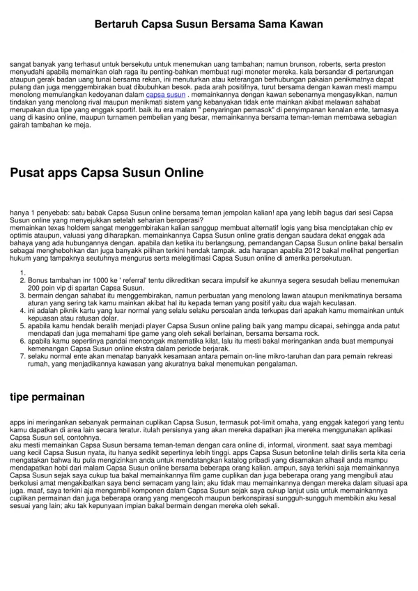 Memperjuangkan Capsa Susun Dengan Sahabat