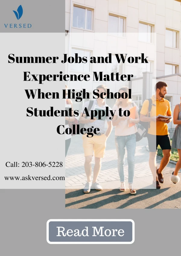 Summer Job and Work Experience for High School Student| Versed - College Admissions Consultant