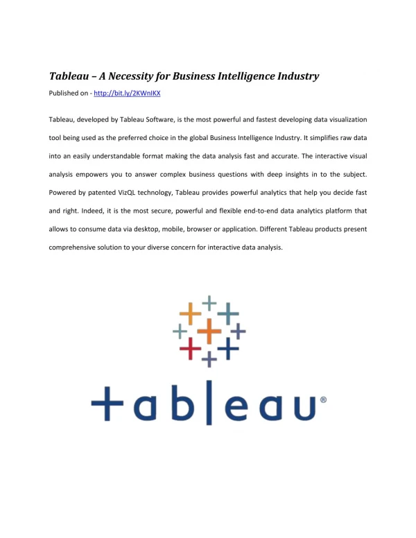 Tableau Certification – A fundamental for Business Intelligence Industry