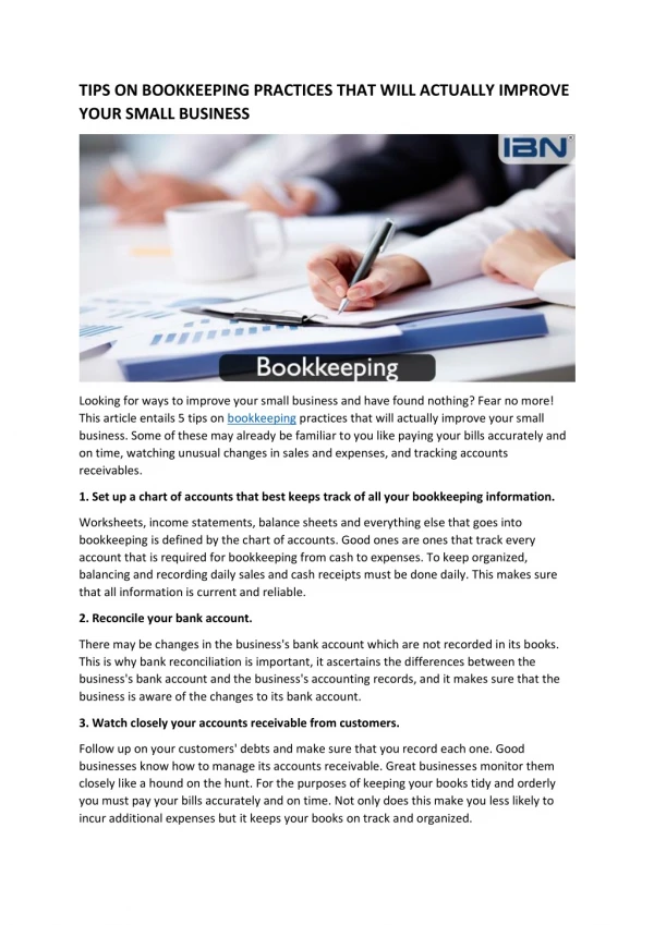 Tips on bookkeeping practices