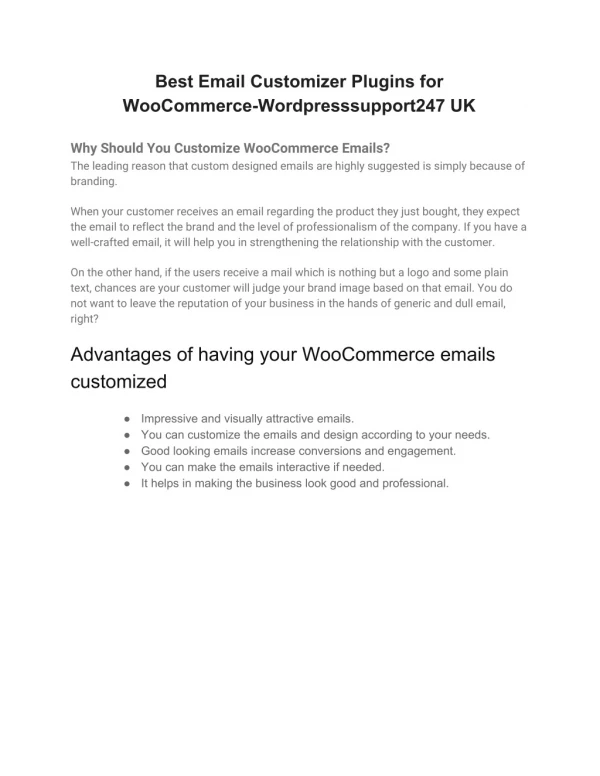 Best Email Customizer Plugins for WooCommerce-Wordpresssupport247 UK