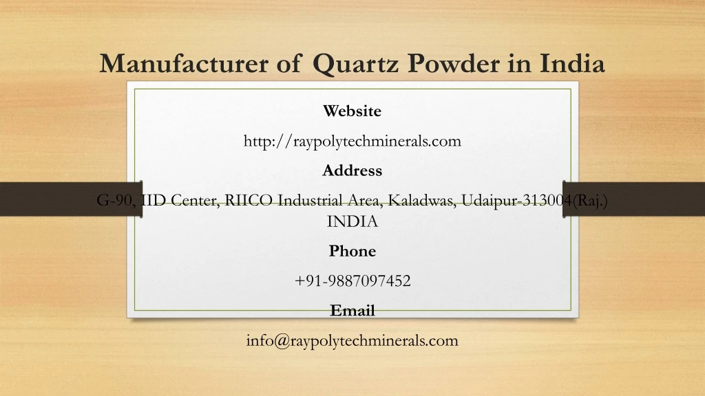 manufacturer of quartz powder in india