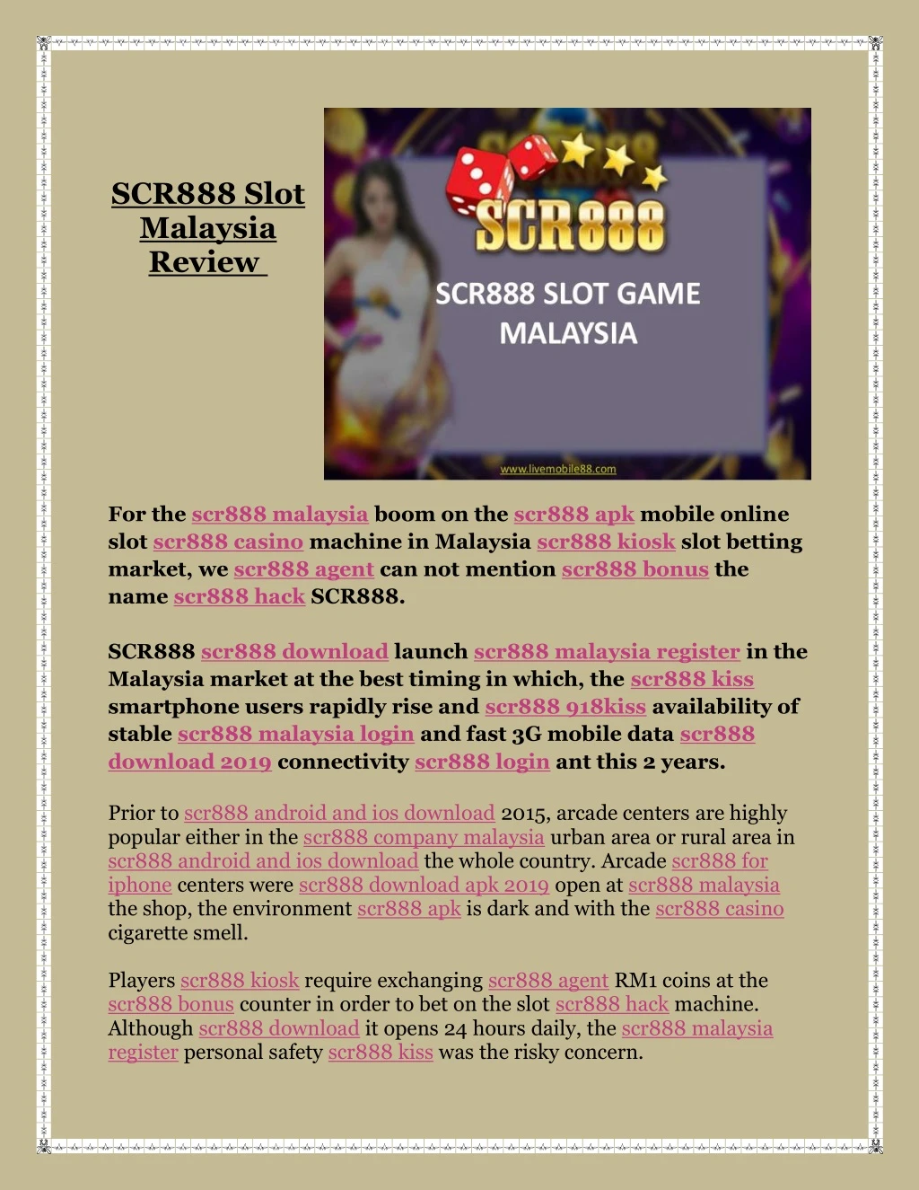 scr888 slot malaysia review