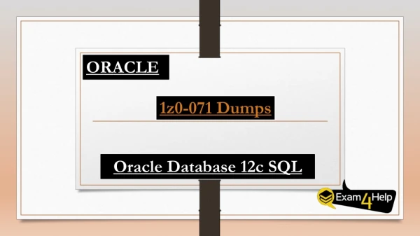 Latest Oracle 1Z0-071 Dumps Pdf ~ Secret Of Success