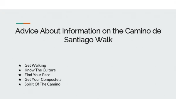 Information on the Camino de Santiago Walk