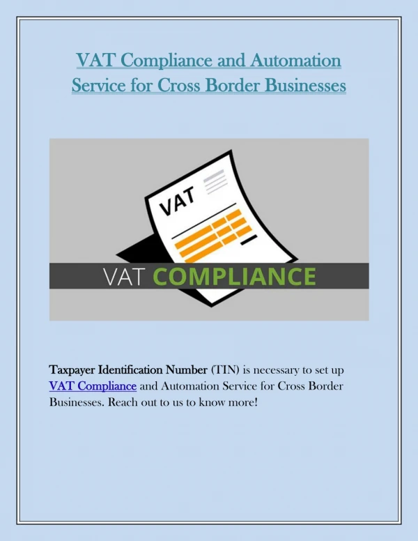 VAT Compliance and Automation Service for Cross Border Businesses
