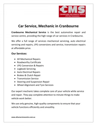 Car Service, Mechanic in Cranbourne - Cranbourne Mechanical Service - slide 1
