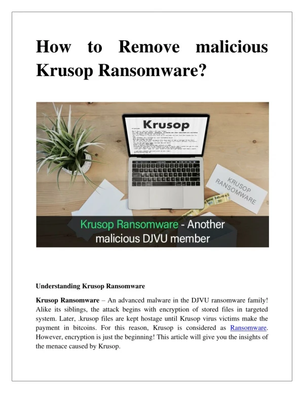 how to remove malicious krusop ransomware