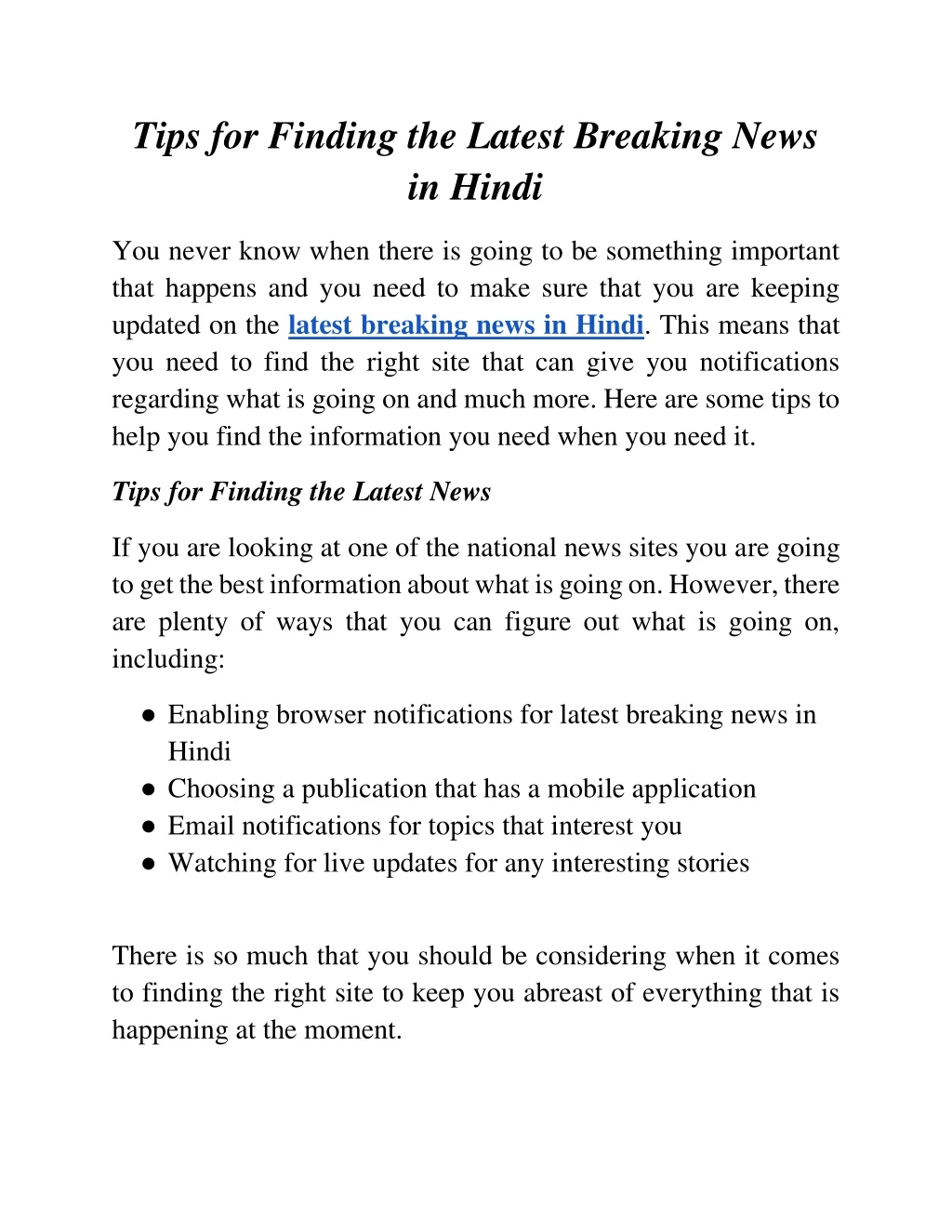 tips for finding the latest breaking news in hindi