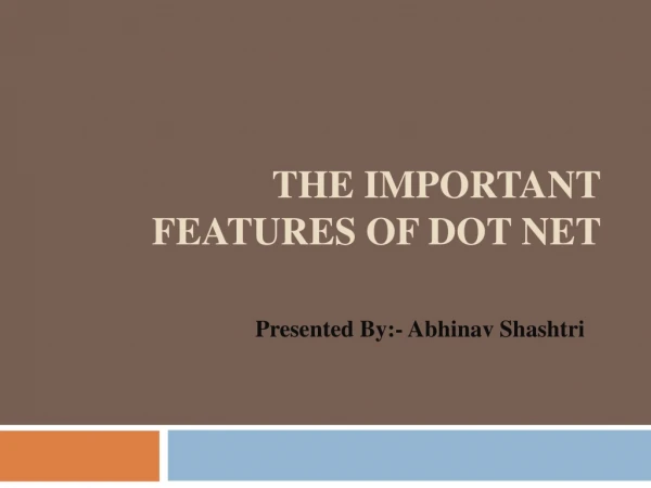 The Important Features of Dot Net