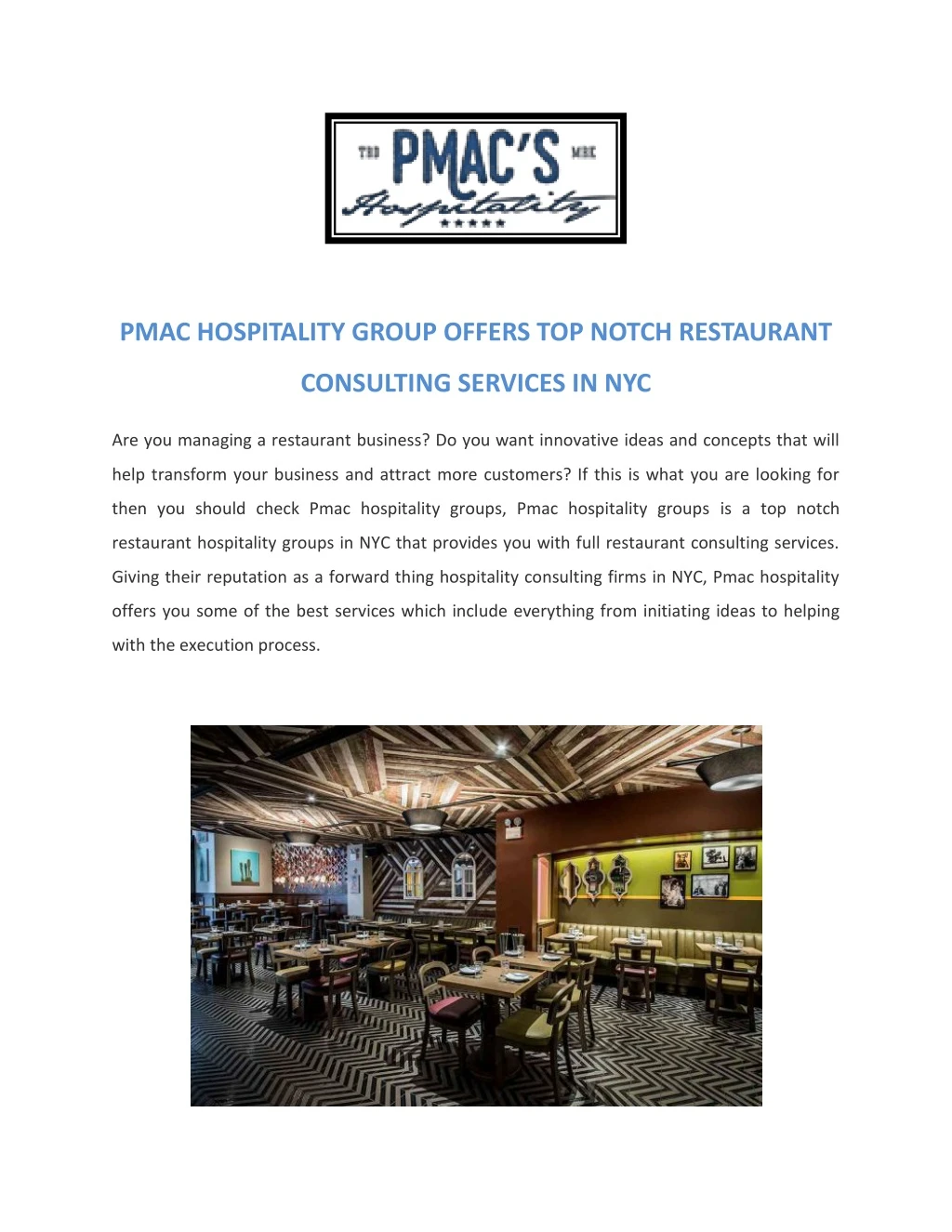 pmac hospitality group offers top notch restaurant