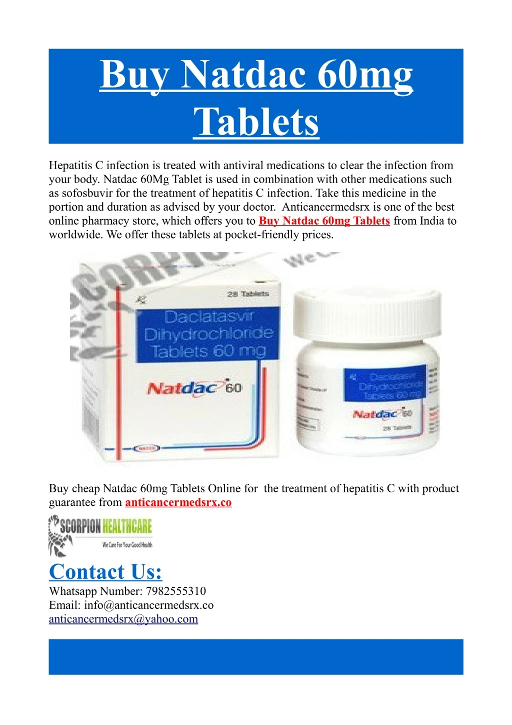 buy natdac 60mg tablets