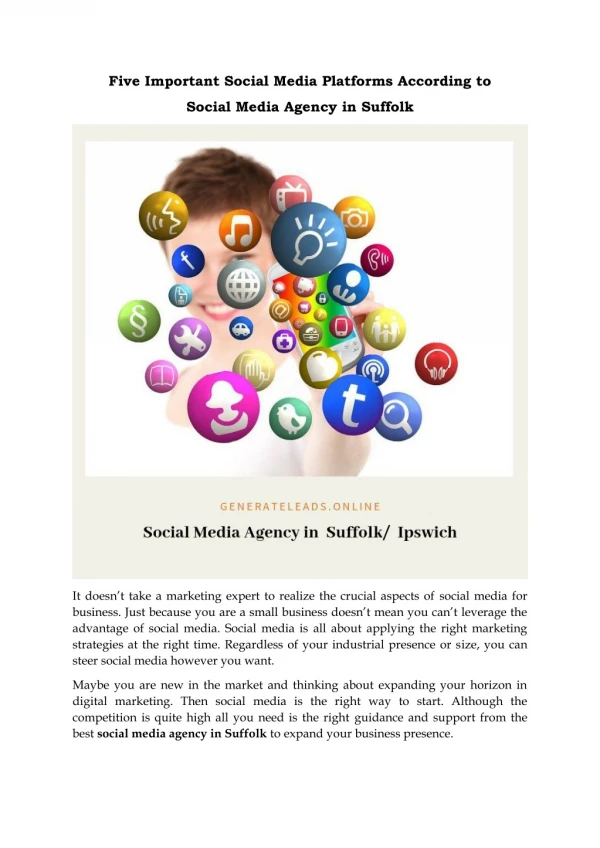 Five Important Social Media Platforms According to Social Media Agency in Suffolk