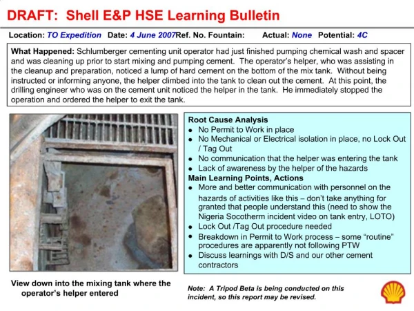 DRAFT: Shell EP HSE Learning Bulletin