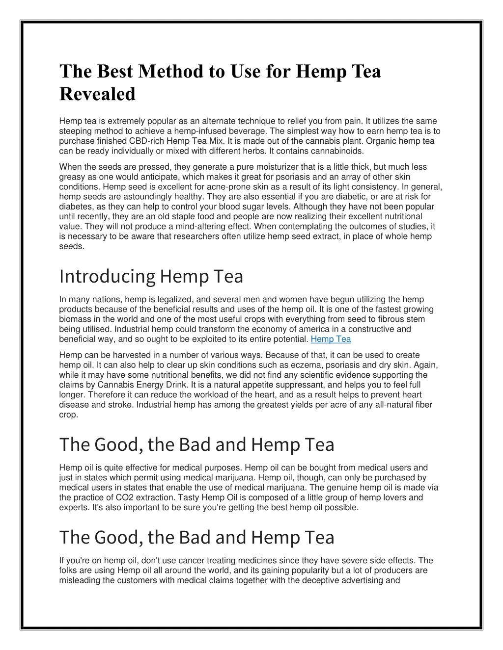 the best method to use for hemp tea revealed