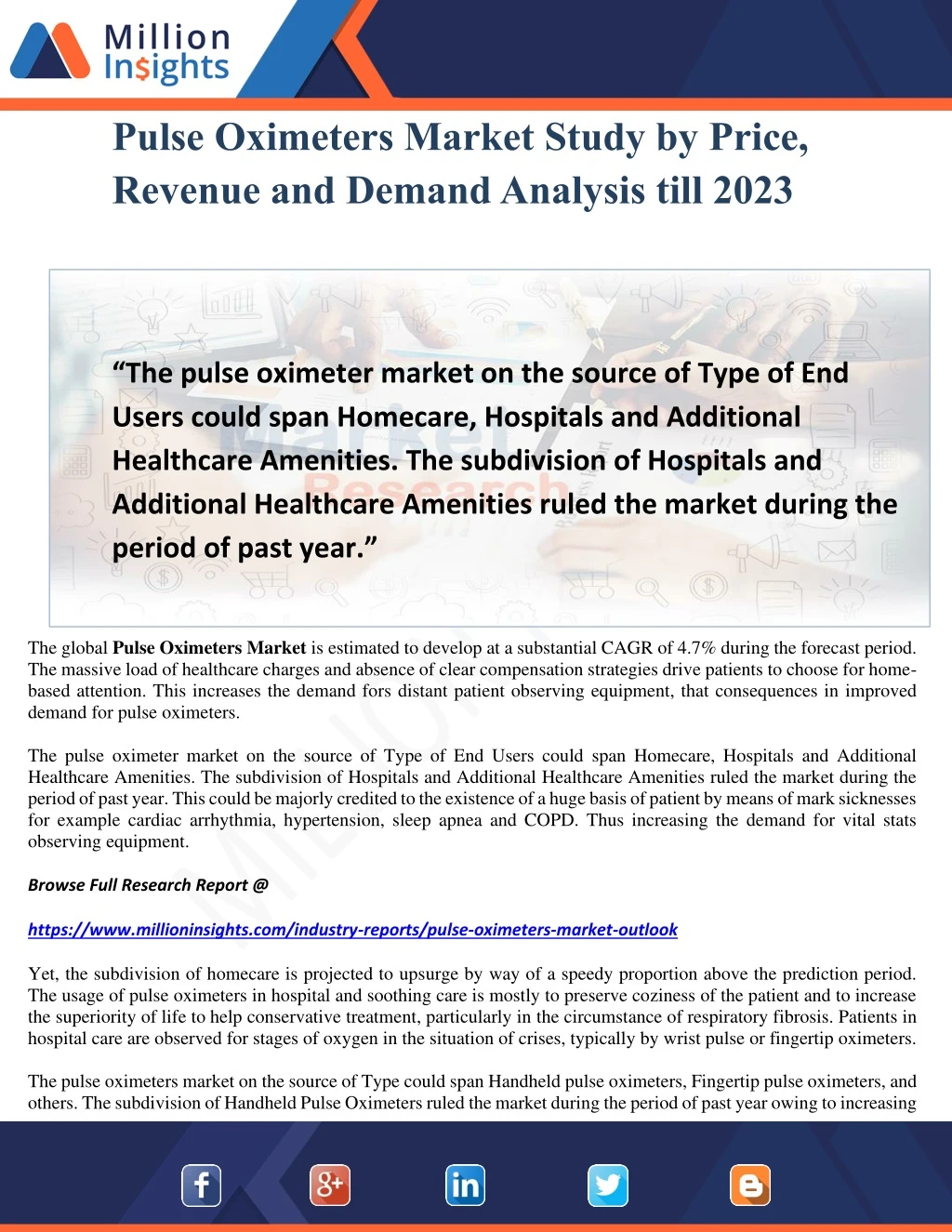 pulse oximeters market study by price revenue