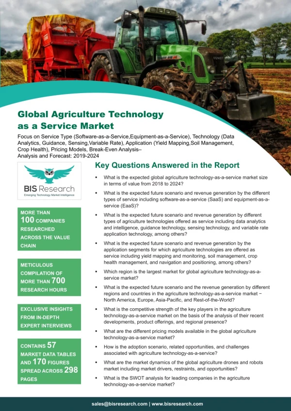 Agriculture Technology as a Service Market Trends