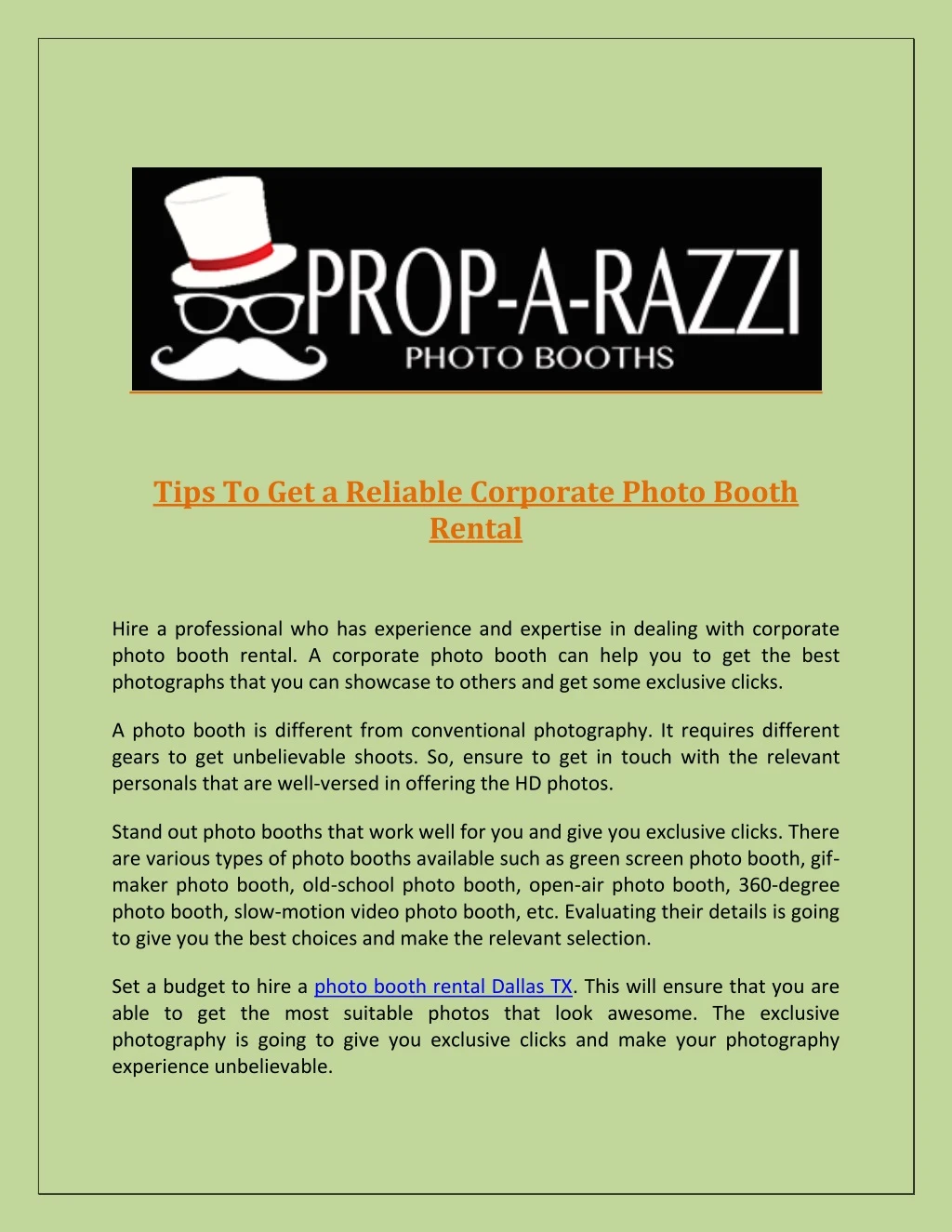 tips to get a reliable corporate photo booth