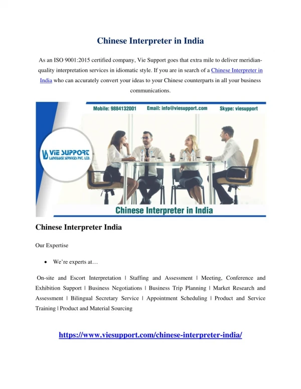 Chinese Interpreter in India