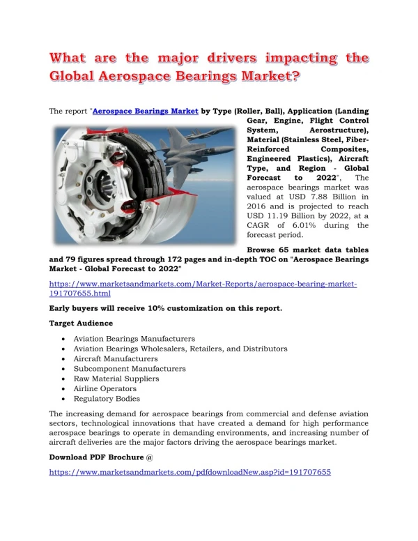 What are the major drivers impacting the Global Aerospace Bearings Market?