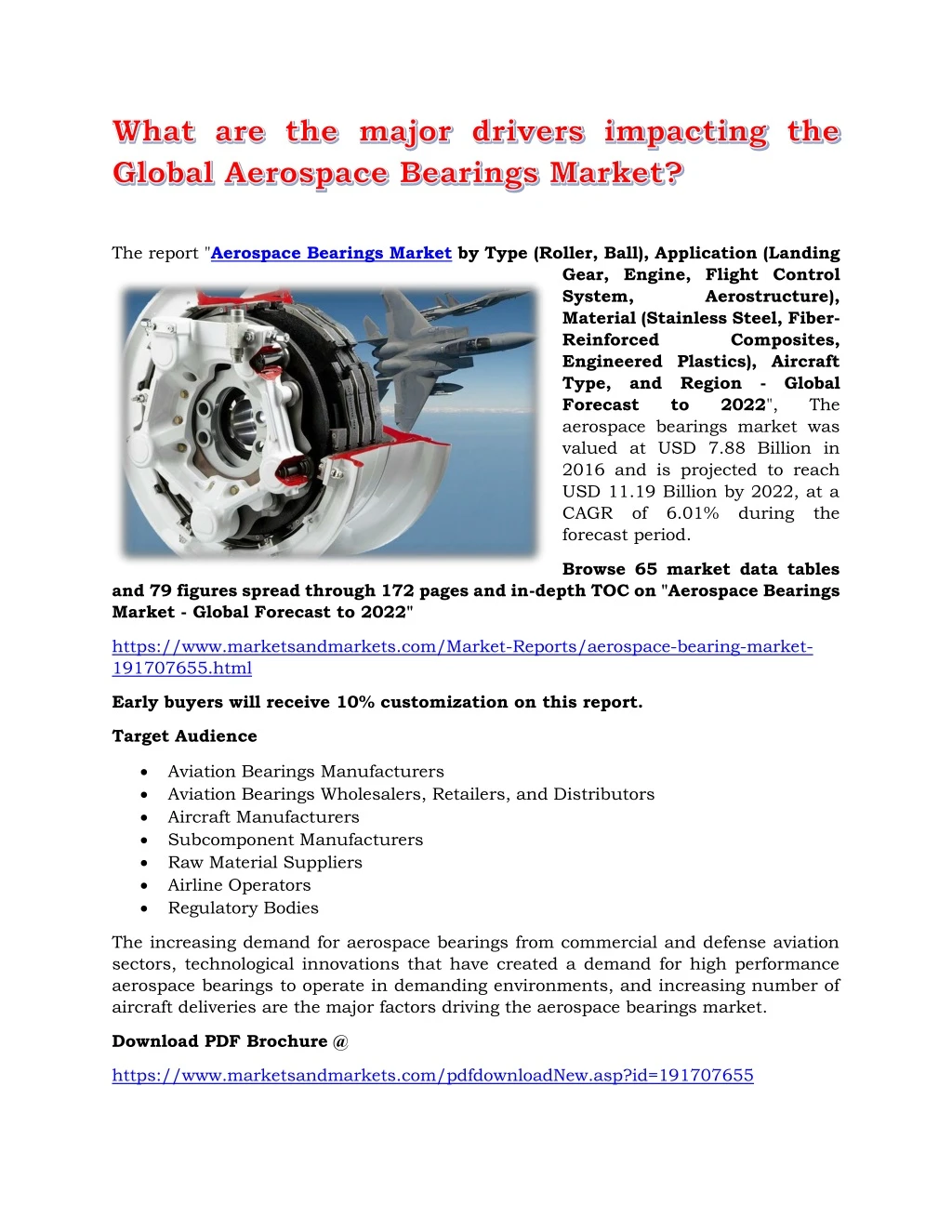 the report aerospace bearings market by type