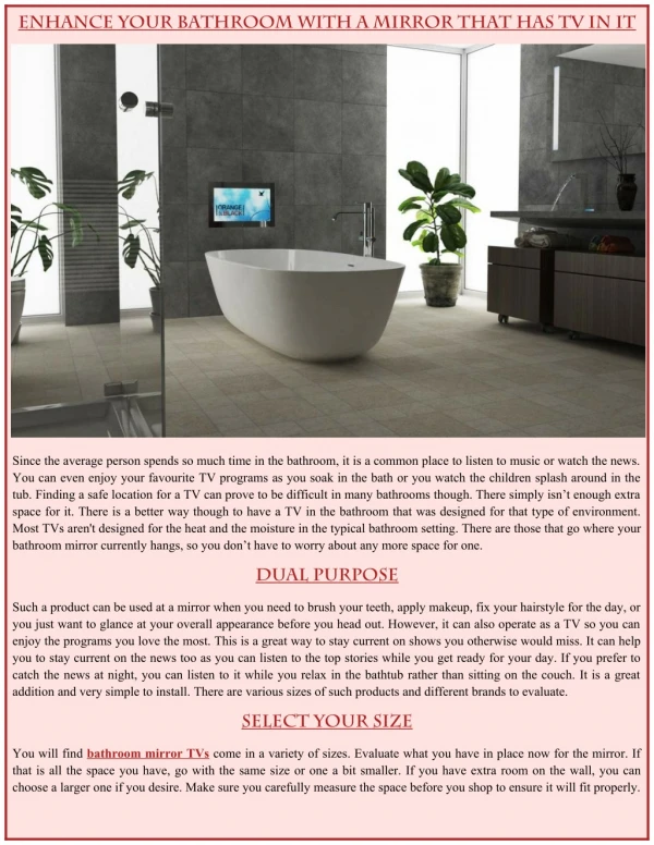 Enhance your Bathroom with a Mirror that has TV in it