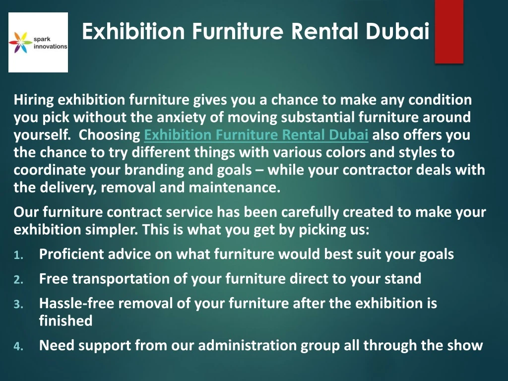 exhibition furniture rental dubai
