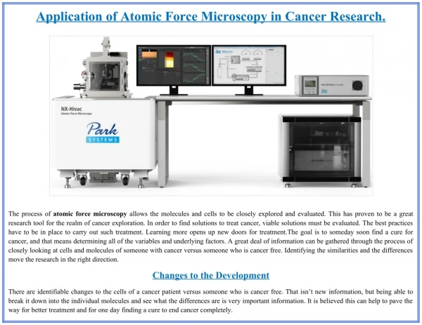 Application of Atomic Force Microscopy in Cancer Research
