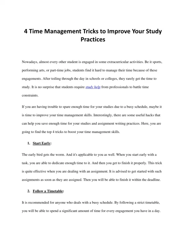 4 Time Management Tricks to Improve Your Study Practices