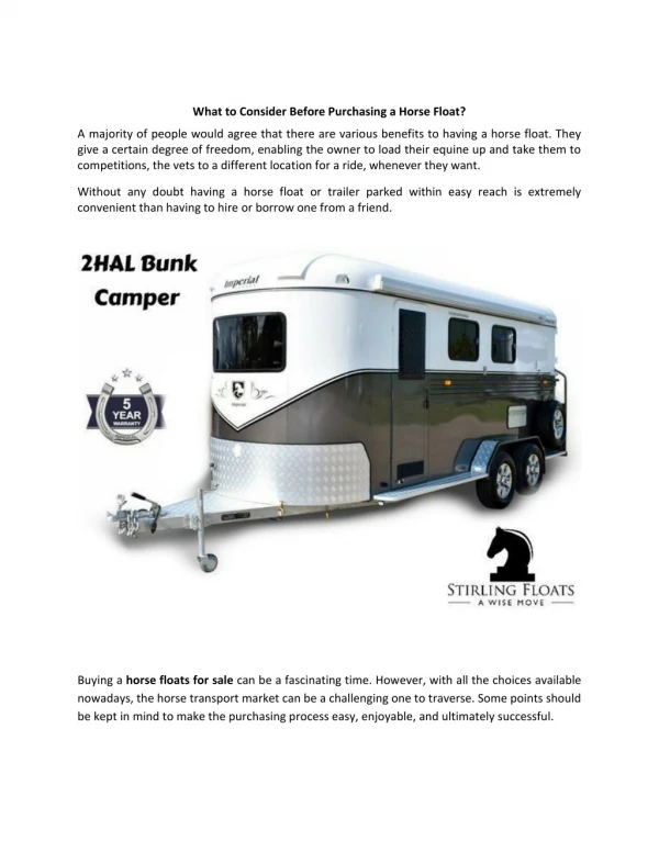 What to Consider Before Purchasing a Horse Float?