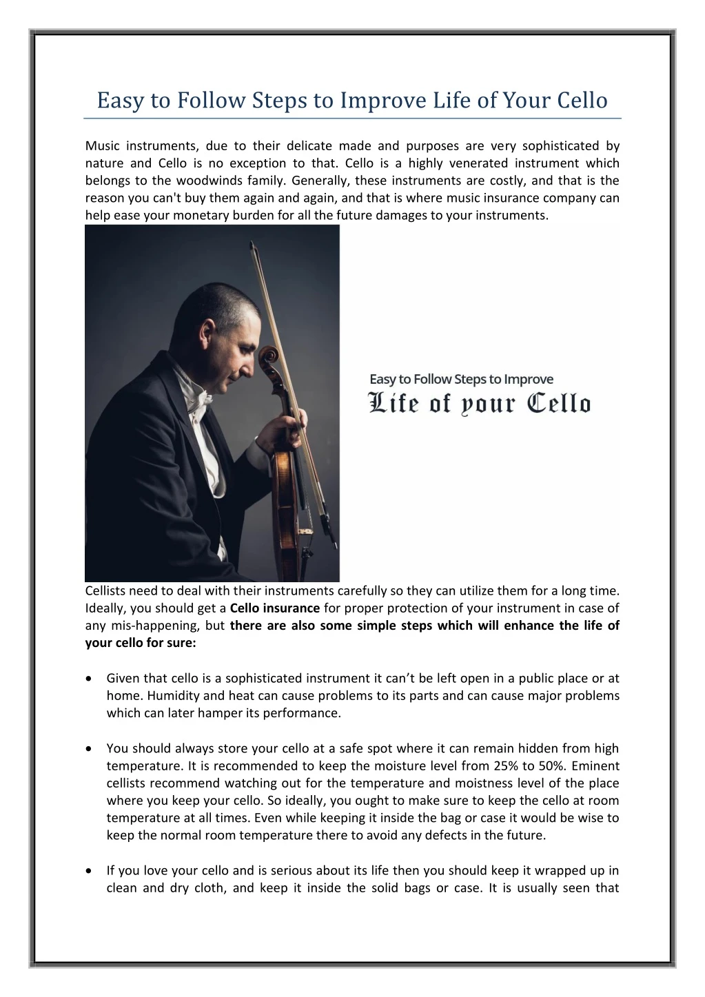 easy to follow steps to improve life of your cello