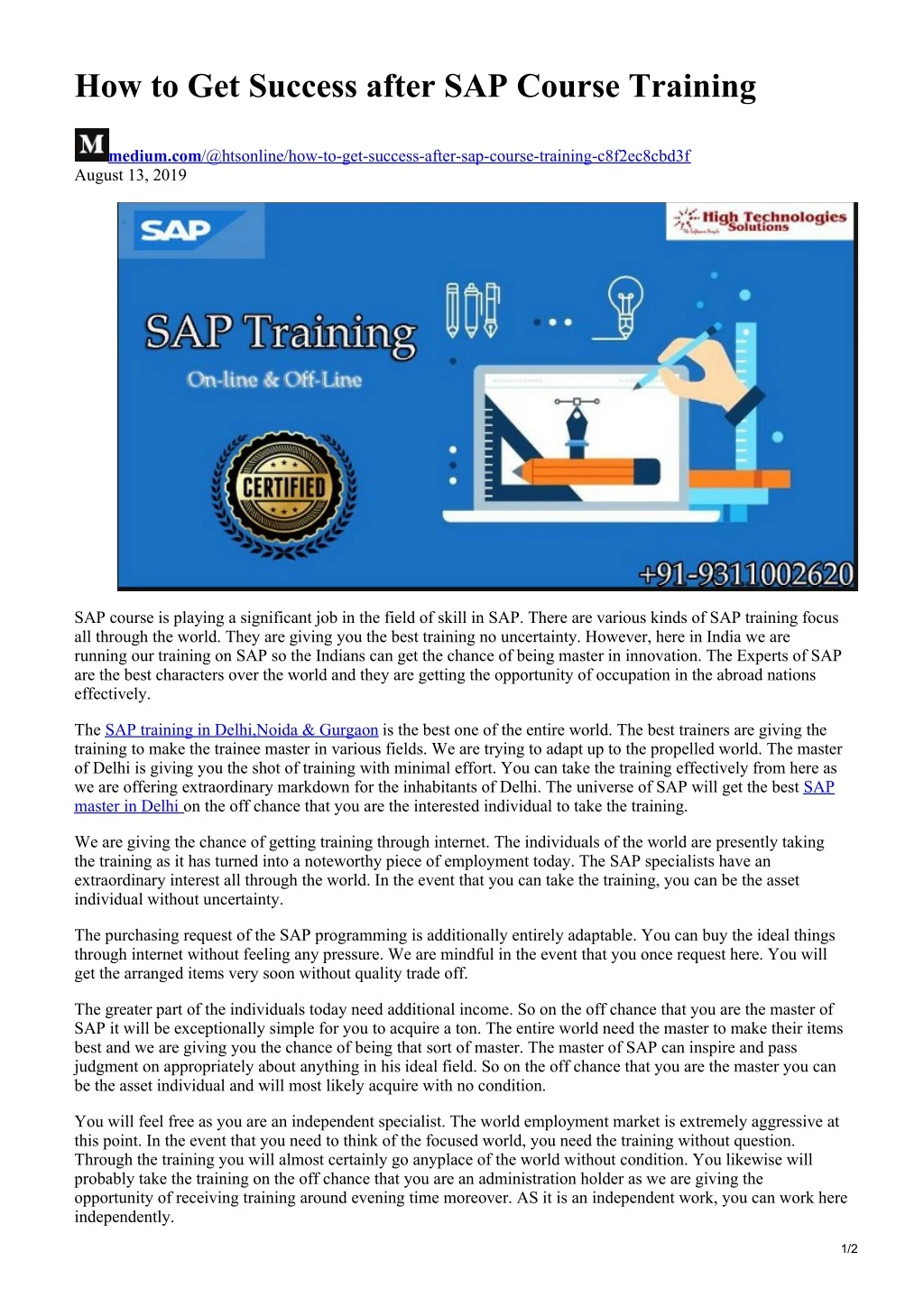 how to get success after sap course training