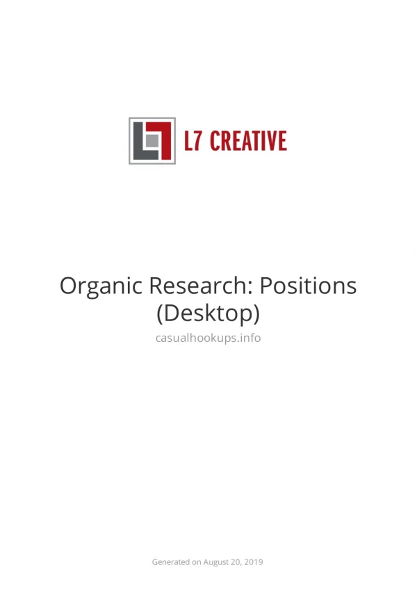 Casual Hookups Organic Research: Positions