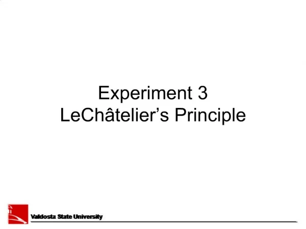 Experiment 3 LeCh telier s Principle