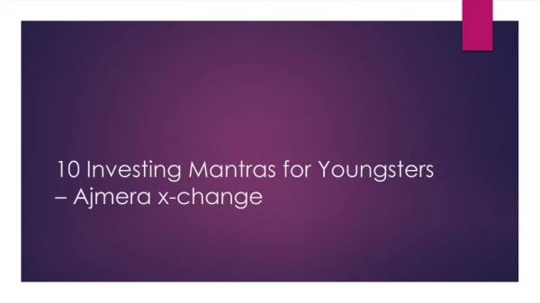 10 Investing Mantras for Youngsters