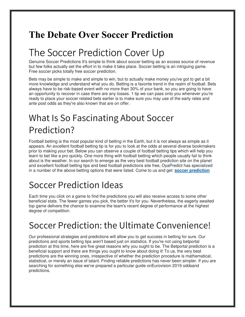 the debate over soccer prediction
