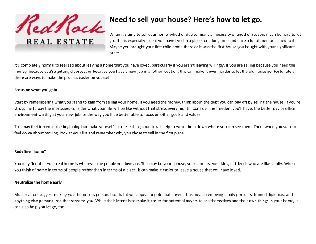 need to sell your house here s how to let go