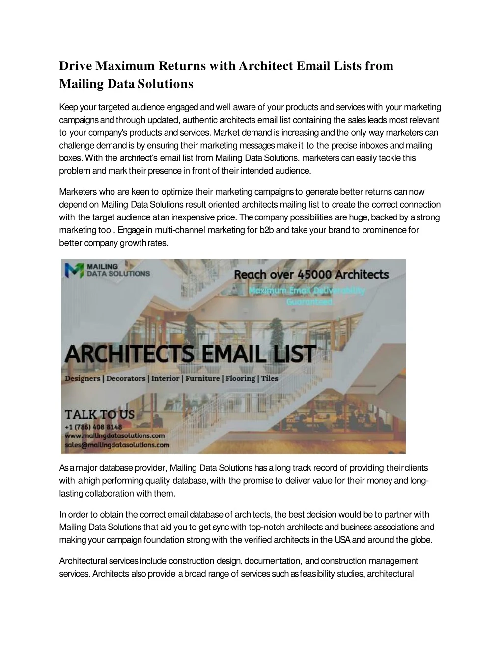 drive maximum returns with architect email lists