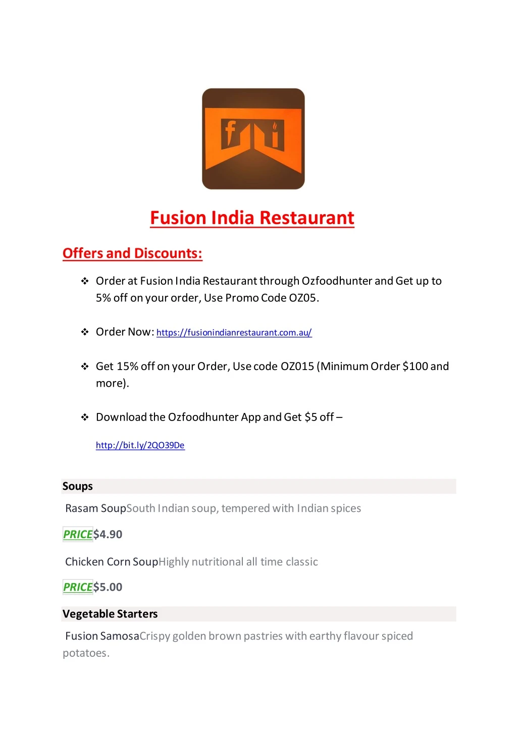 fusion india restaurant