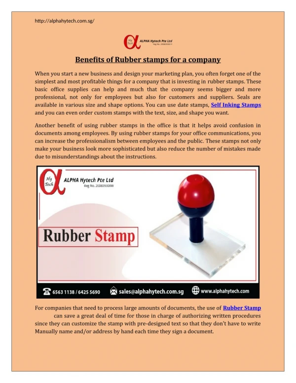 Benefits of Rubber stamps for a company