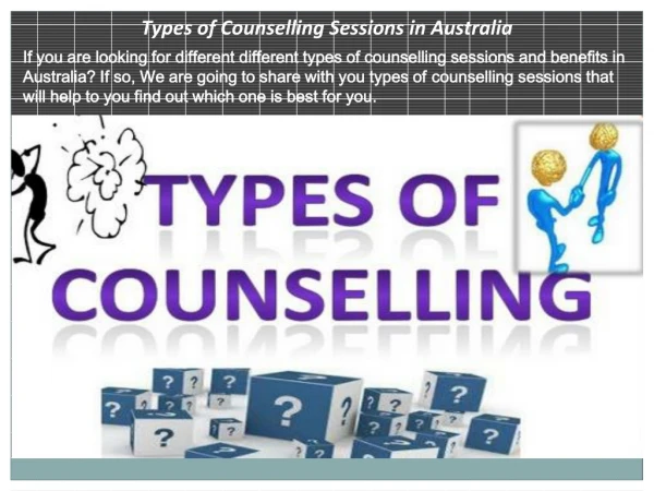 Types of Counselling Sessions in Australia