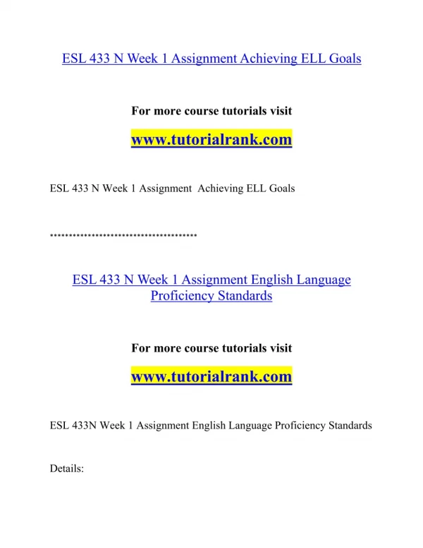 ESL 433 N Effective Communication - tutorialrank.com