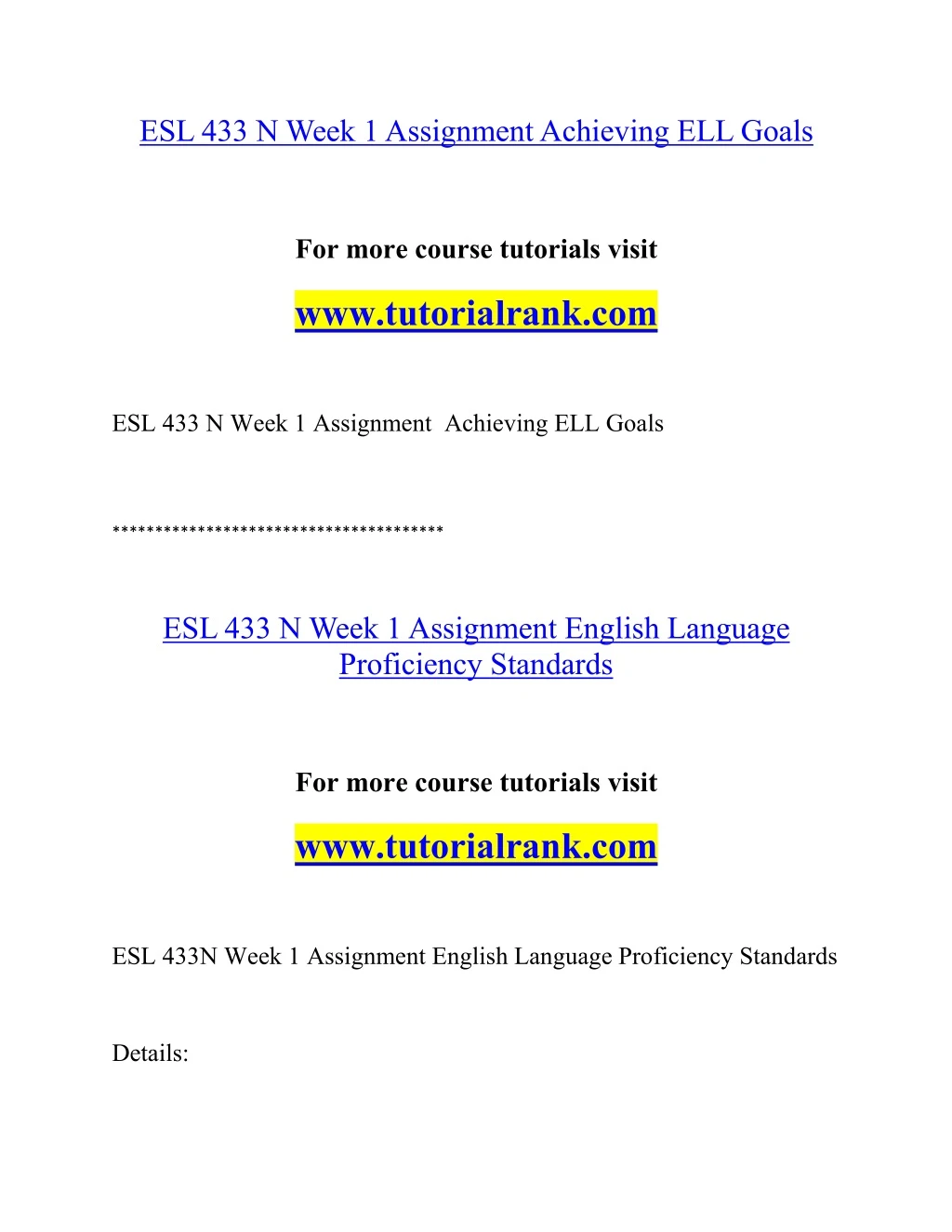 esl 433 n week 1assignmentachieving ell goals