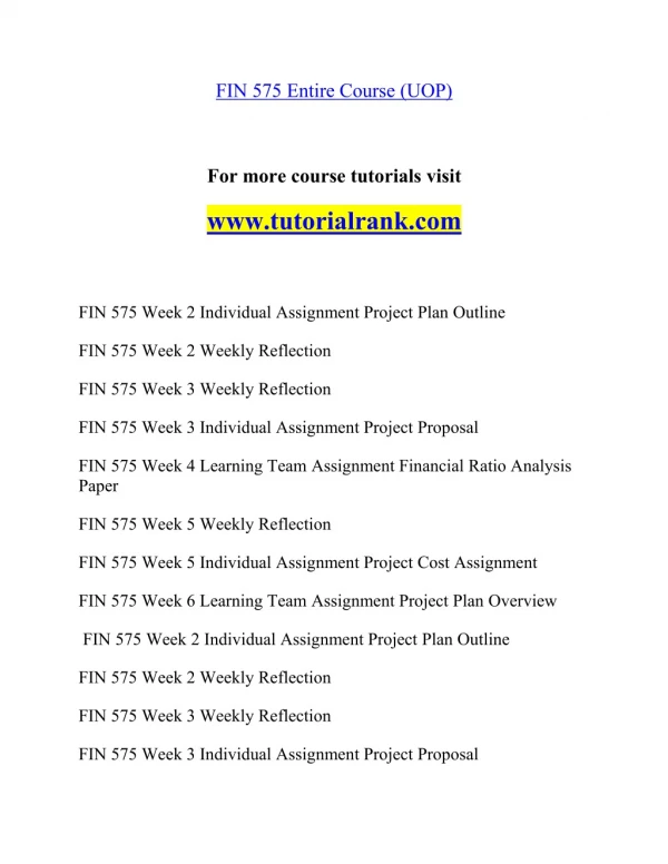 FIN 575 Effective Communication - tutorialrank.com