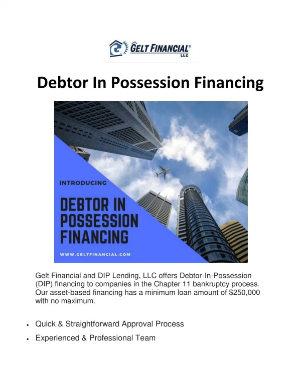 Debtor In Possession Financing
