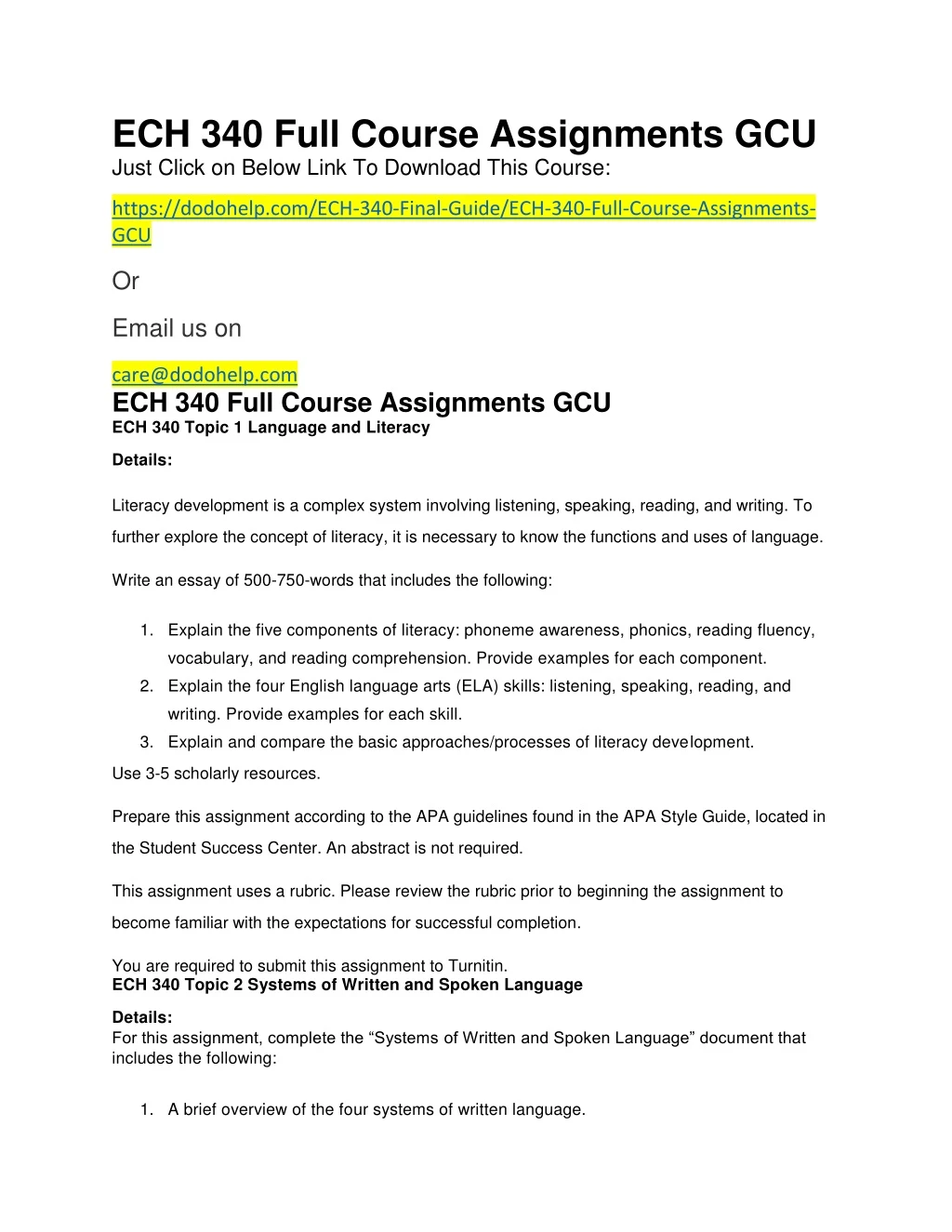 ech 340 full course assignments gcu just click