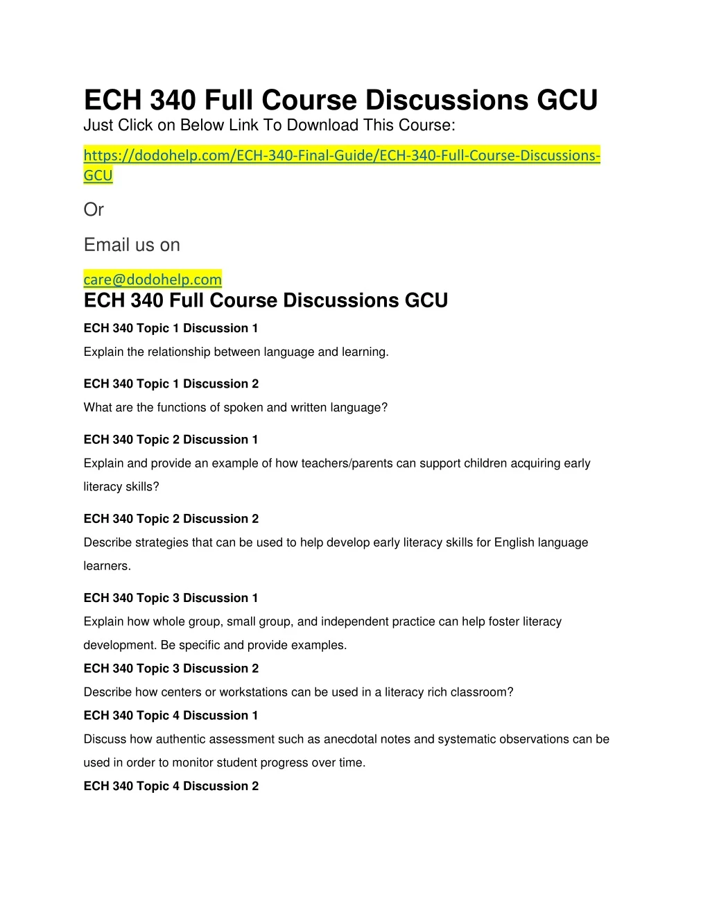 ech 340 full course discussions gcu just click