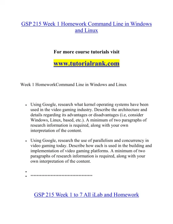 GSP 215 Effective Communication - tutorialrank.com