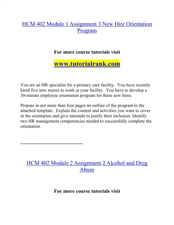 hcm 402 module 1assignment 3 new hire orientation