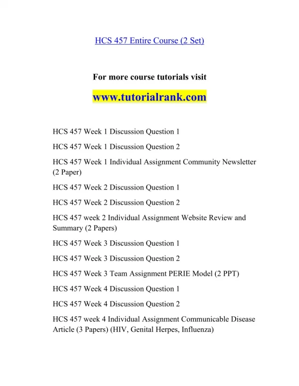 HCS 457 Effective Communication - tutorialrank.com